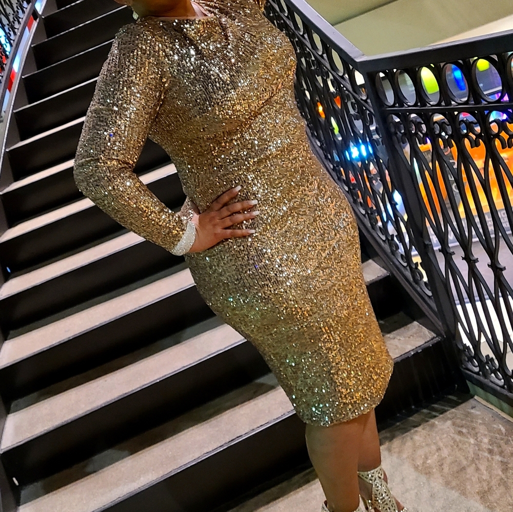 Gold Sequin Dress by Escape